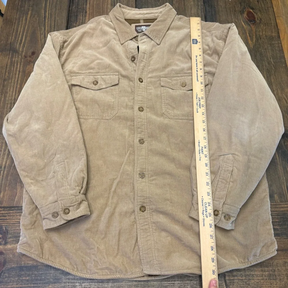 Levi Strauss Mens XL Tan Corduroy Fleece Lined Plaid Shirt Jacket Shacket